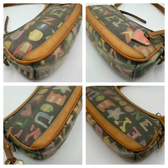 Vintage Dooney & Bourke Multicolor Logo Mini Baguette Shoulder Bag - Picture 7 of 13
